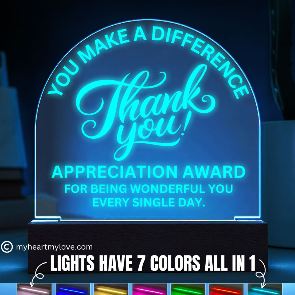 Appreciation Award Acrylic Plaque with LED Lighted Dome (with 7 Color Settings all in 1)