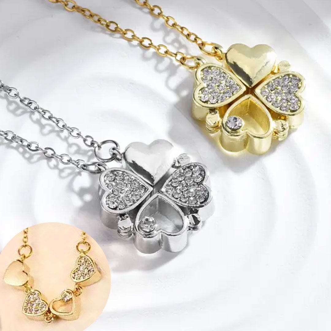 To My Wife "I Love You Because..." 4 Heart Zirconia Clover Necklace
