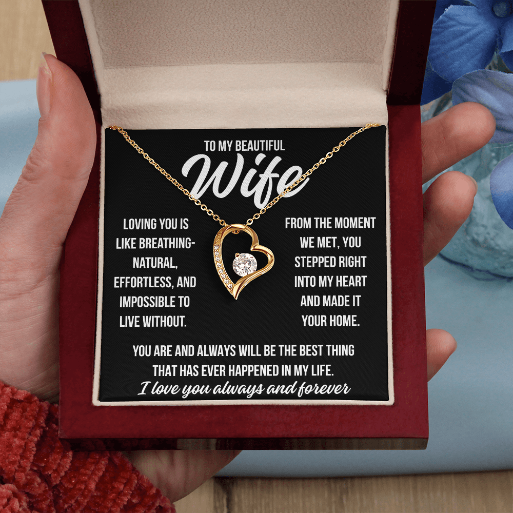 To My Wife "Loving you..." Forever Love Necklace With Lighted Luxury Box