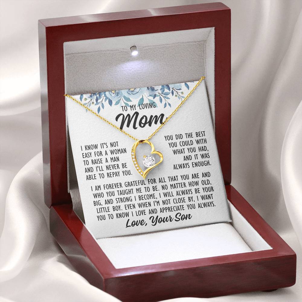 To My Love Mom From Son "I know it's not..." Zirconia Heart Necklace