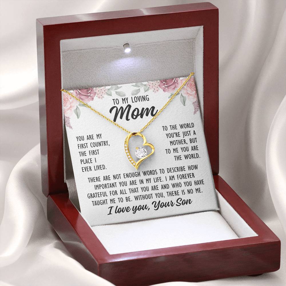 To My Love Mom From Son "You are my..." Zirconia Heart Necklace