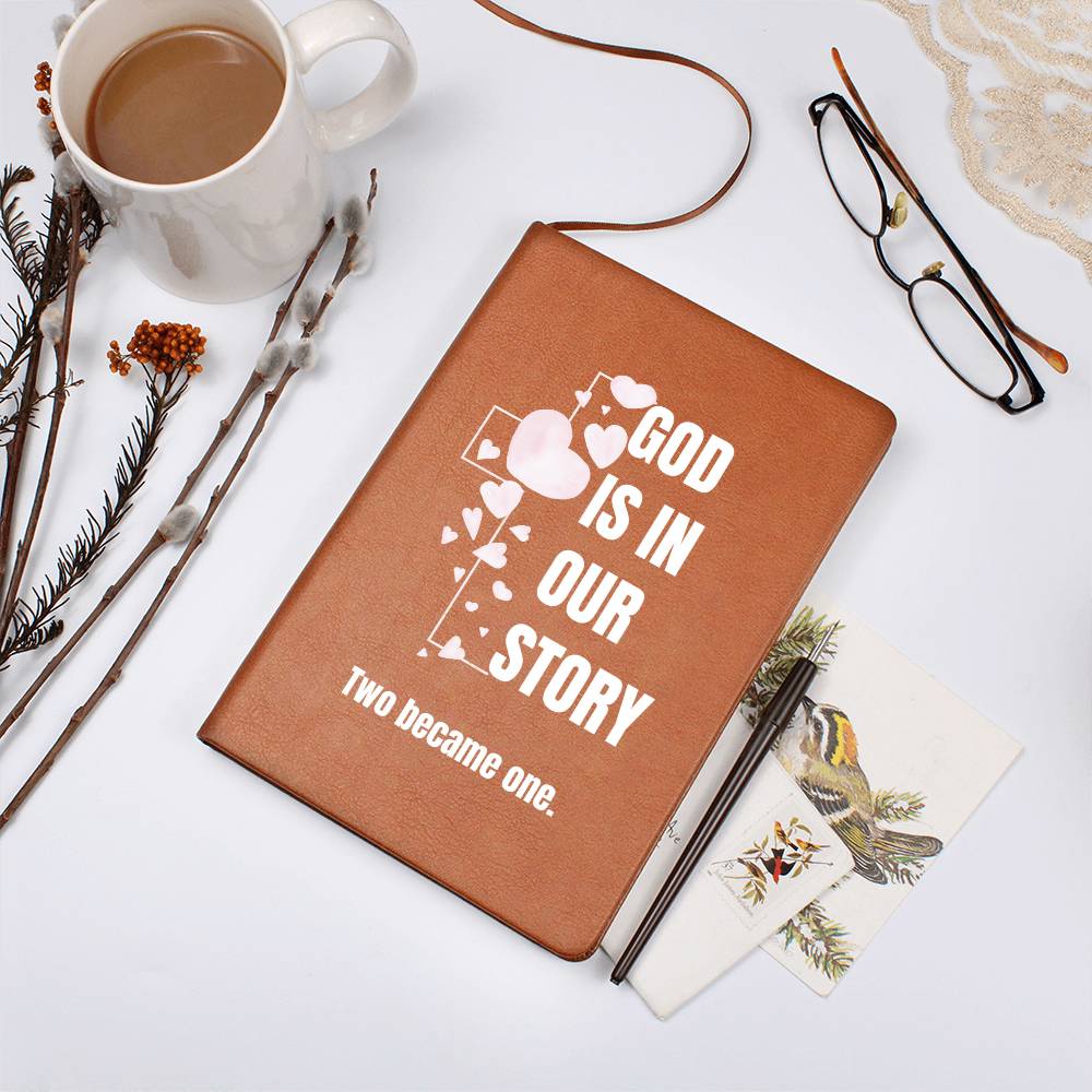 God Is In Our Story Hearts Cross Vegan Leather Wedding Journal