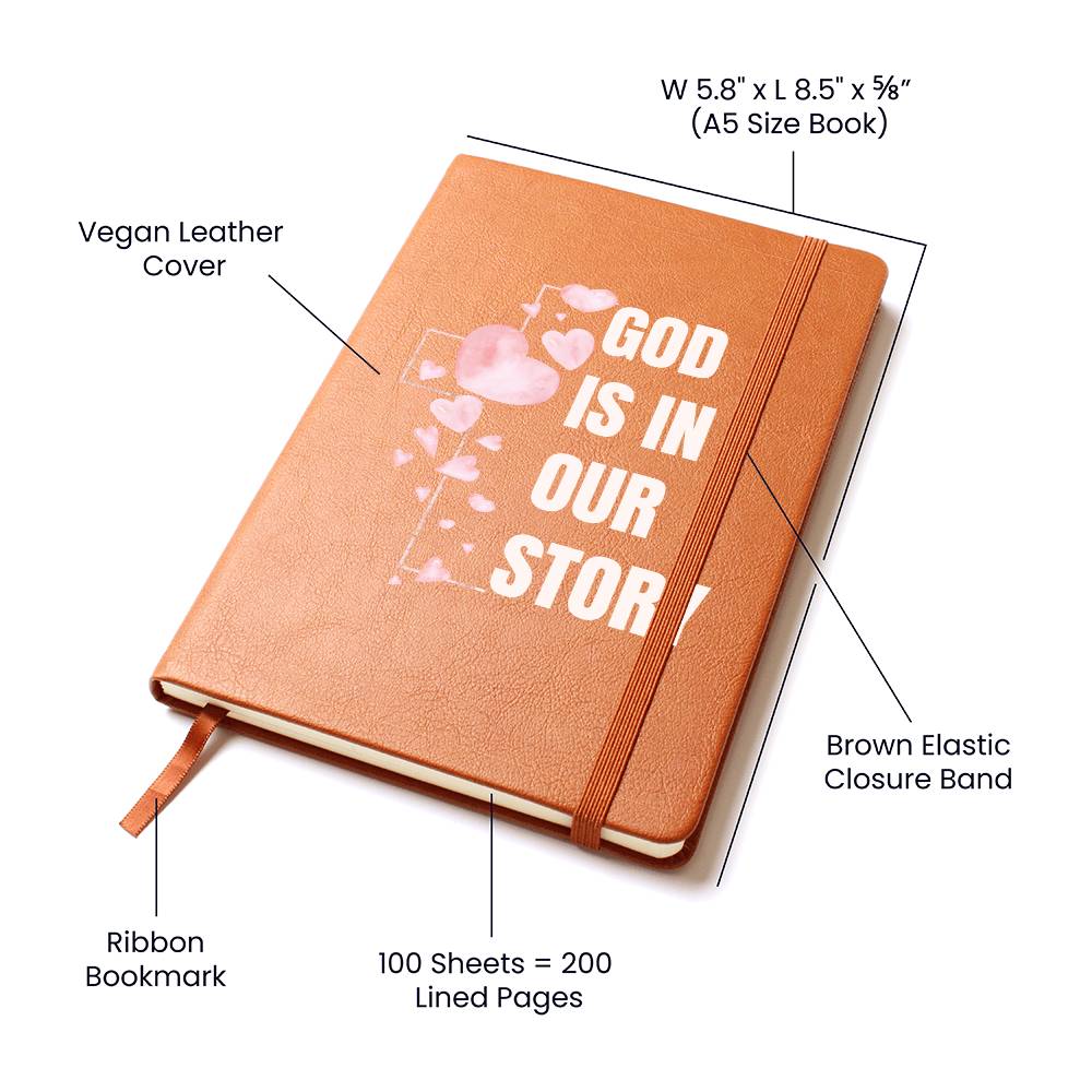 God Is In Our Story Hearts Cross Vegan Leather Wedding Journal