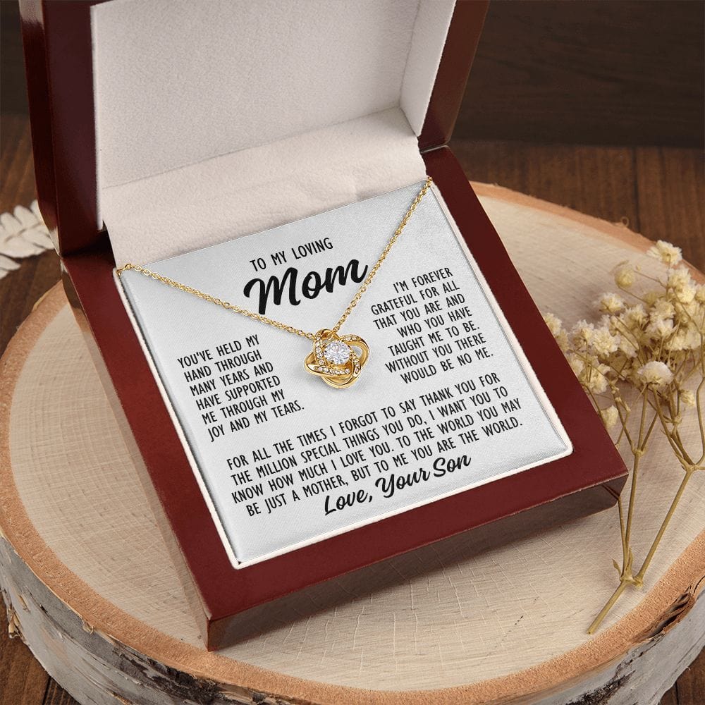 To Mom From Son "You've held my hand..." Love Knot Necklace