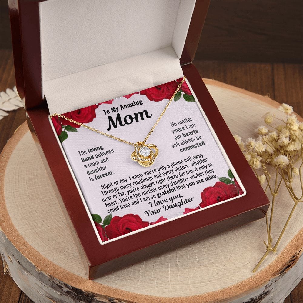 To Mom From Daughter "The loving bond..." Love Knot Necklace
