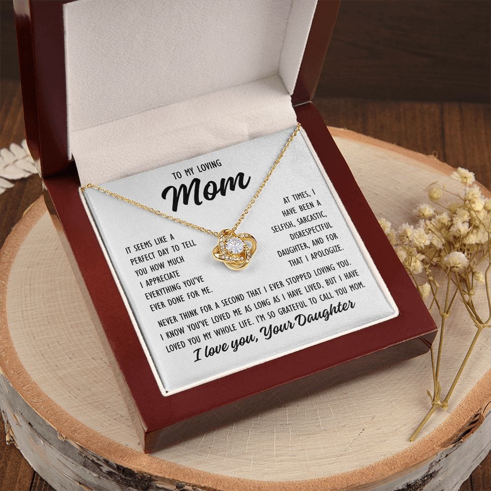 To Mom From Daughter "It seems like a perfect..." Love Knot Necklace