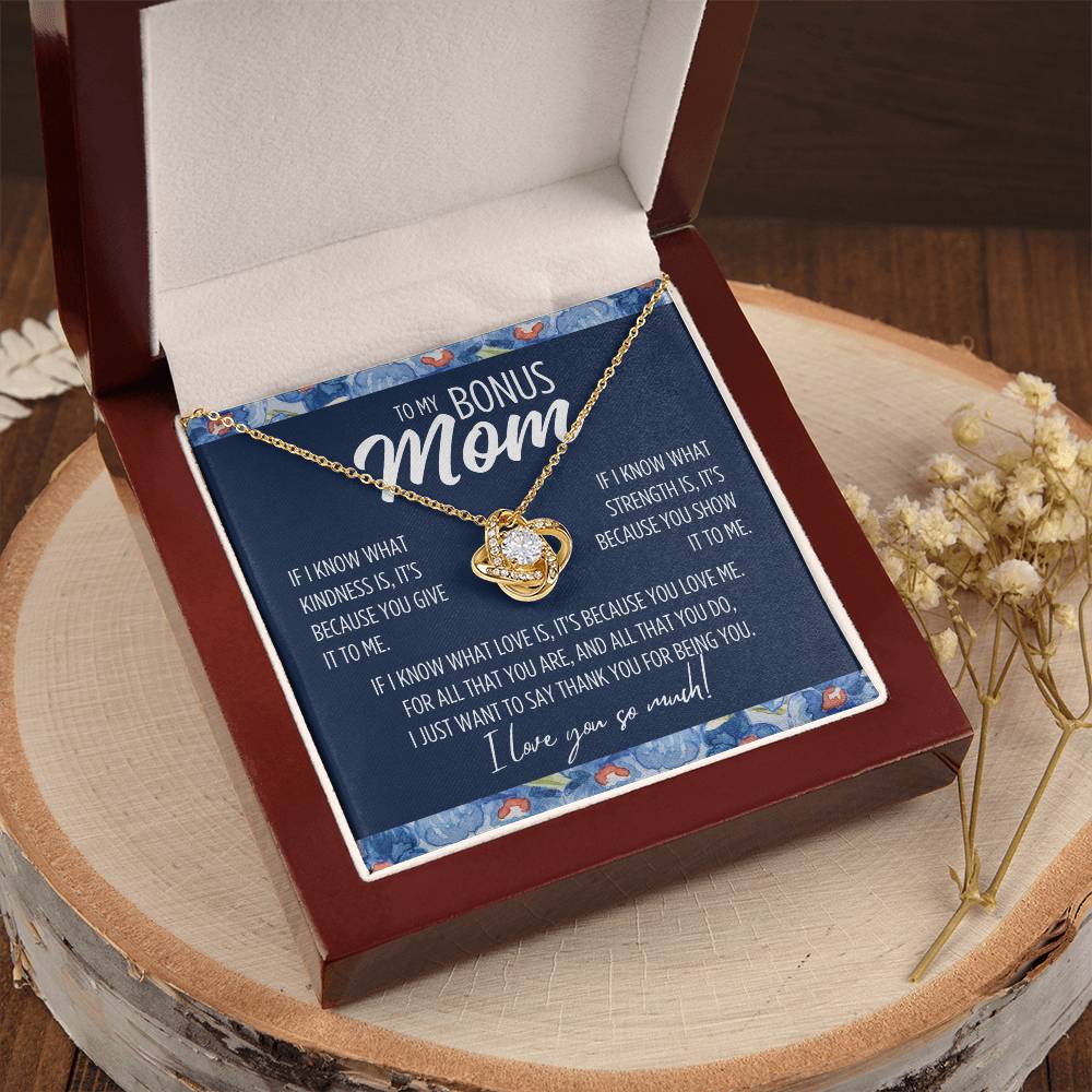 To My Bonus Mom "If I know..." Love Knot Necklace