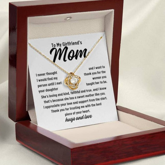 To My Girlfriend's Mom Thank You Love Knot Necklace