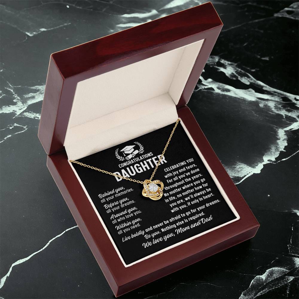 Daughter Graduation Gift from Mom and Dad, Love Knot Necklace