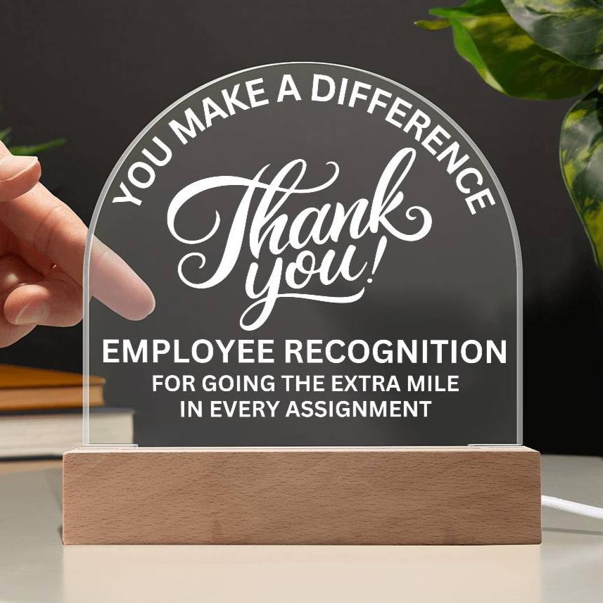 Employee Appreciation Award Acrylic Plaque with LED Lighted Dome (with 7 Color Settings all in 1)
