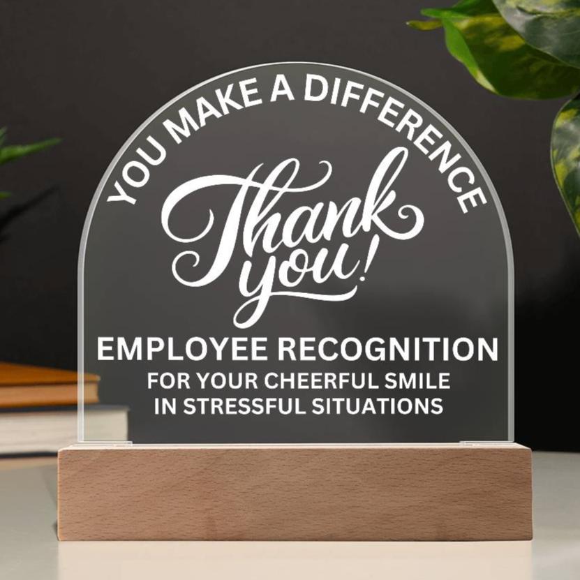 Employee Recognition Award Acrylic Plaque with LED Lighted Dome (with 7 Color Settings all in 1)