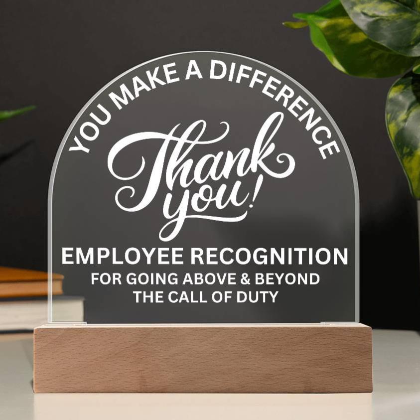 Employee Recognition Award Acrylic Plaque with LED Lighted Dome (with 7 Color Settings all in 1)