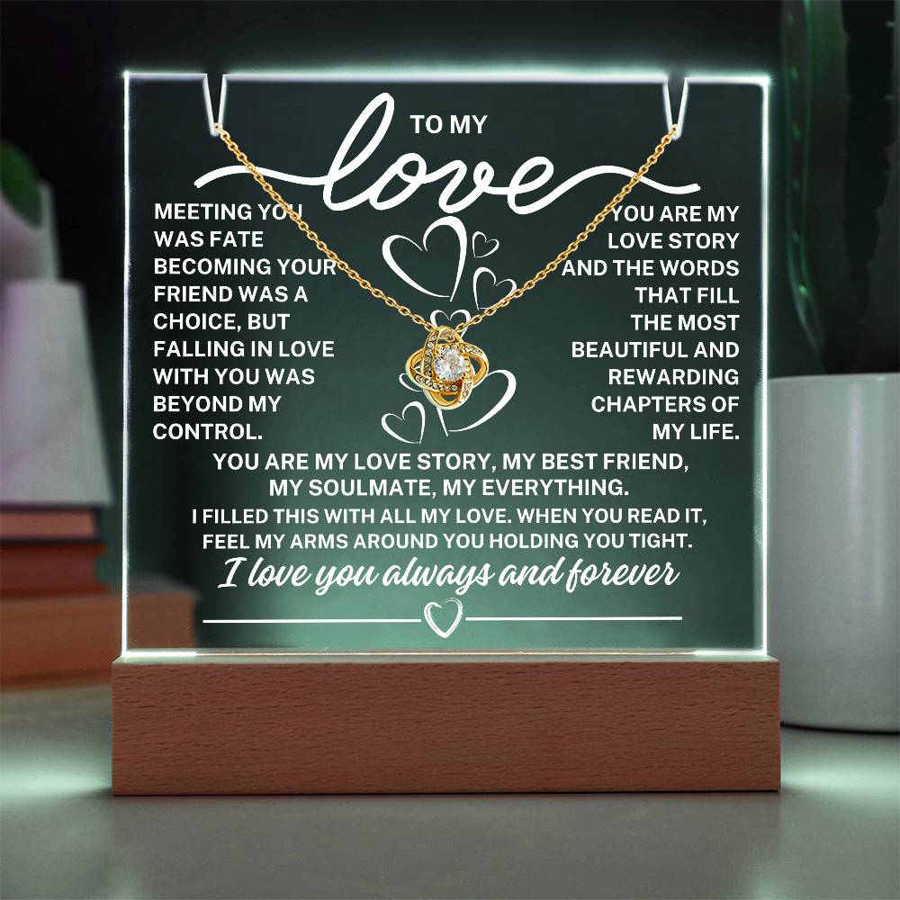 To My Love "Meeting you was fate..." Acrylic Plaque With Lighted Base ...