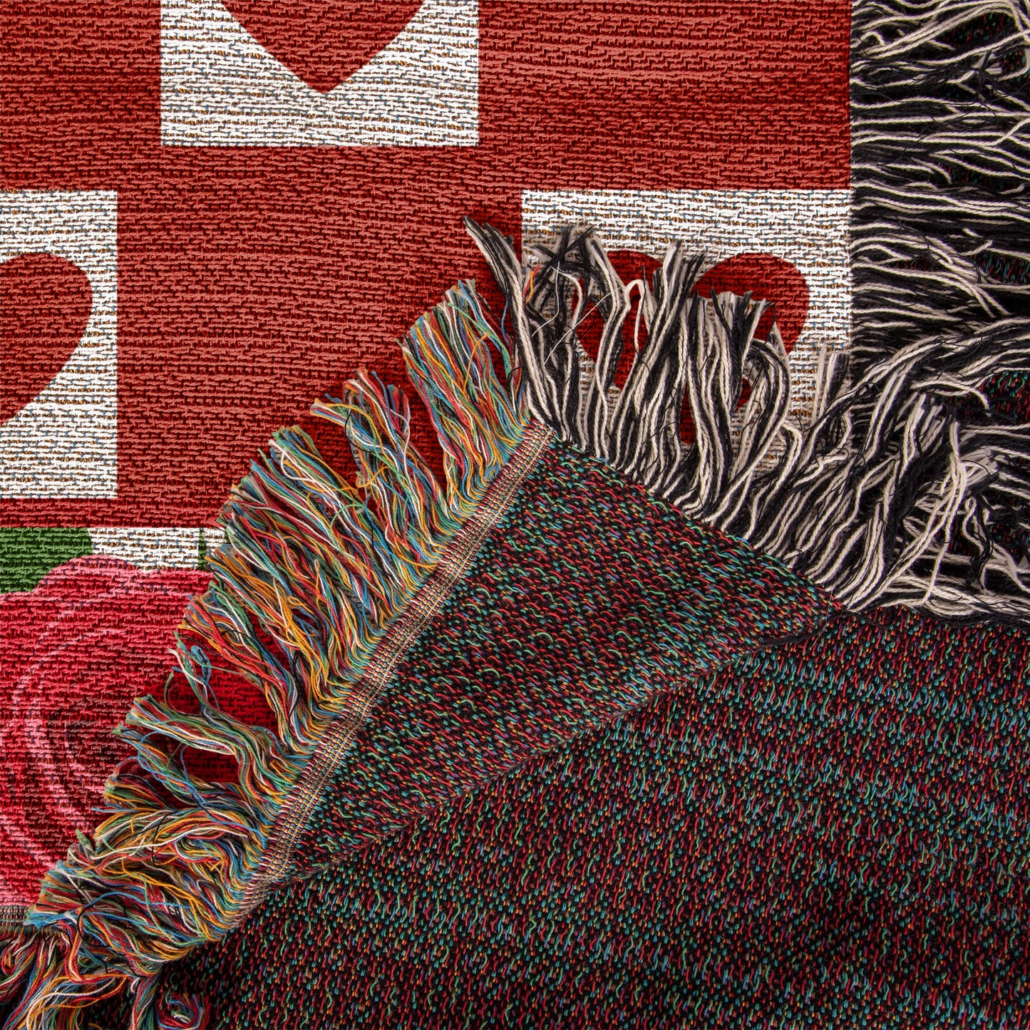 Hearts and Roses Heirloom Woven Blanket 50" X 60"