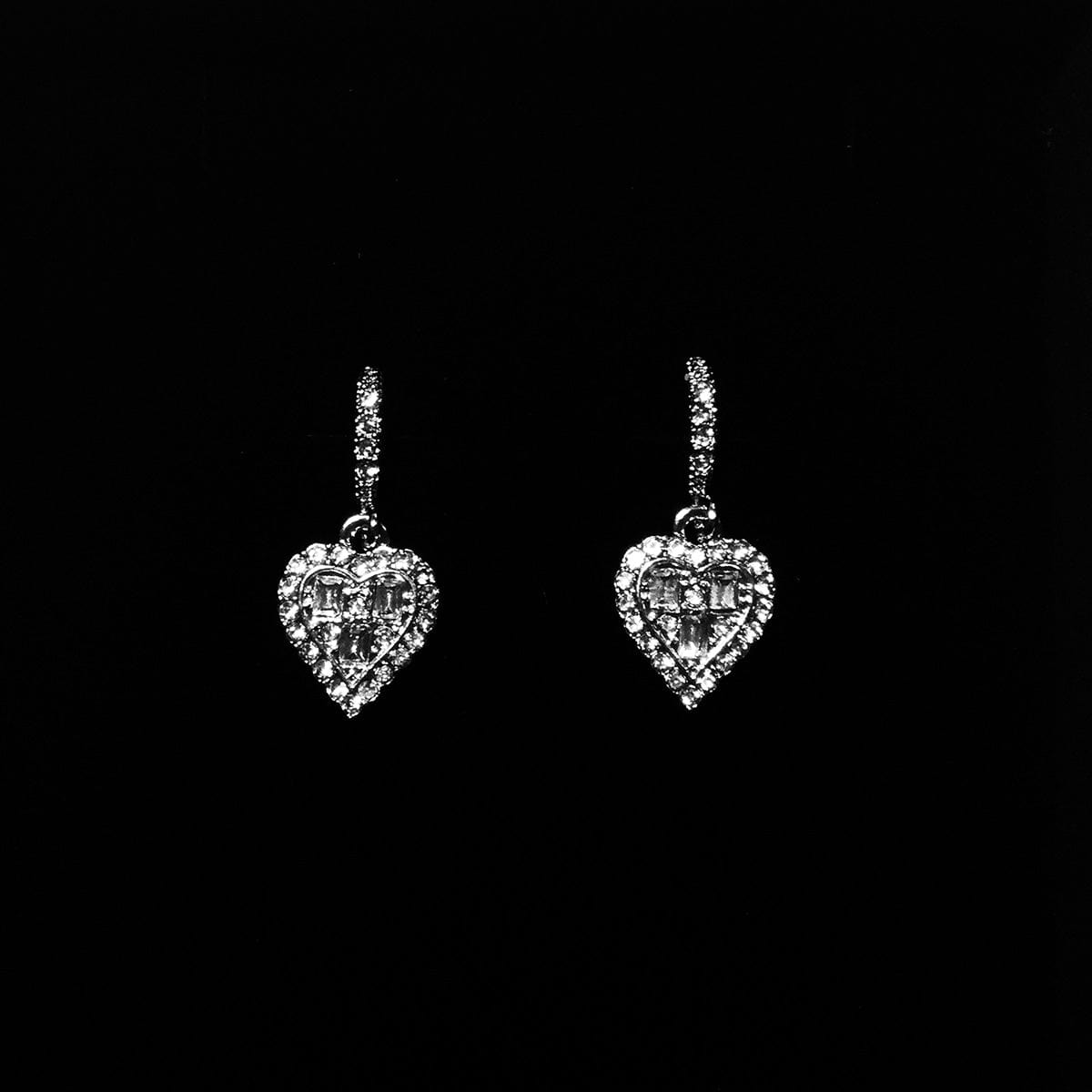 Zirconia Crystal Heart Earrings Sterling Silver (Ships Tomorrow From Texas)