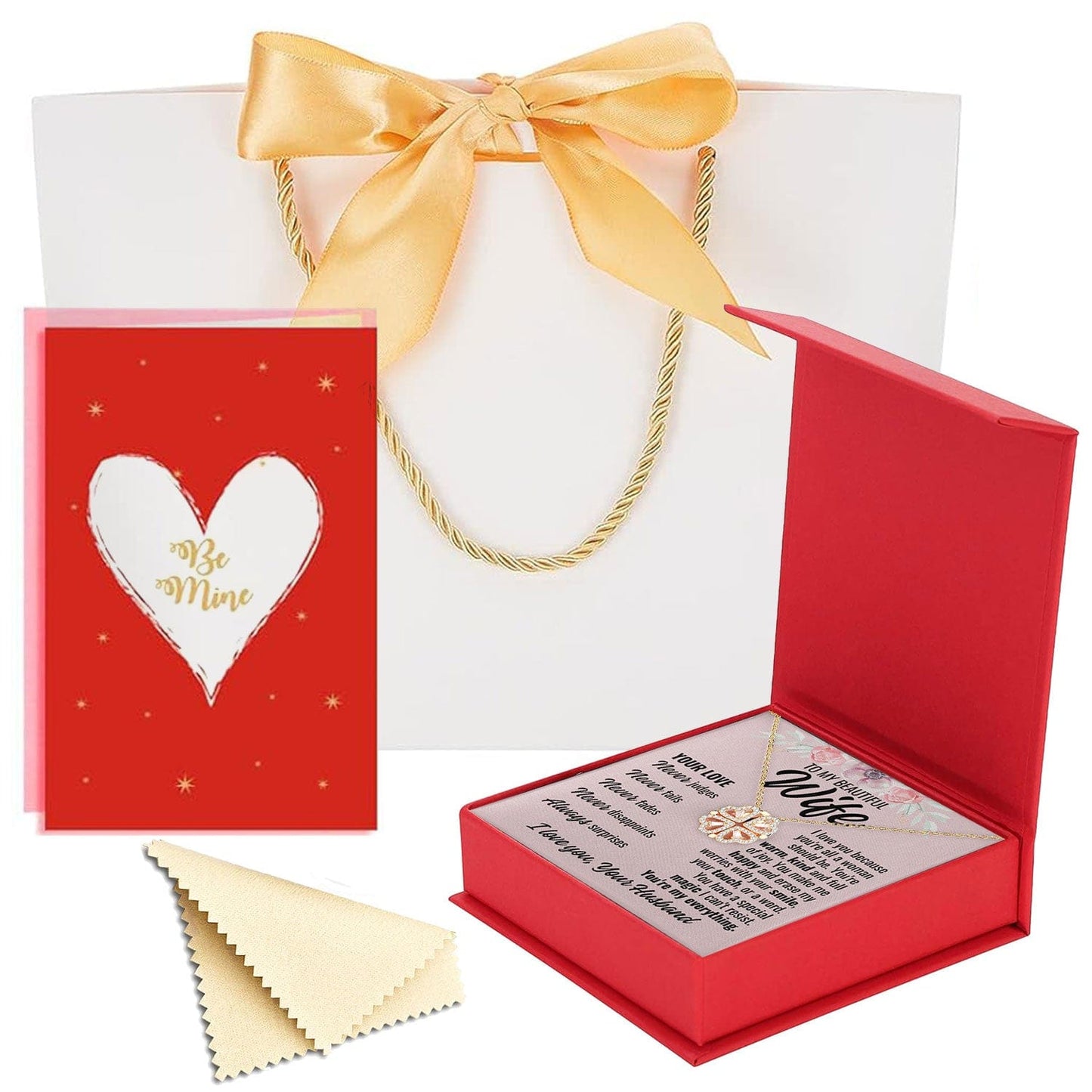 EXPRESS GIFT! Ships Tomorrow Priority. To My Wife "Your Love..." 4 Heart Zirconia Clover Necklace