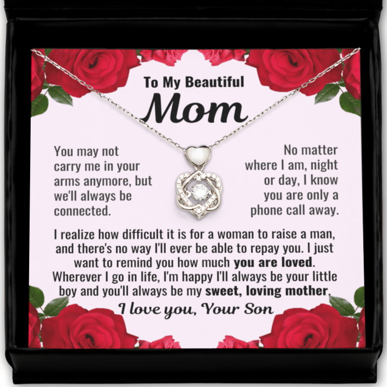 EXPRESS GIFT! Ships Tomorrow Priority. To My Mom From Son "No matter..." Dancing Heart Necklace