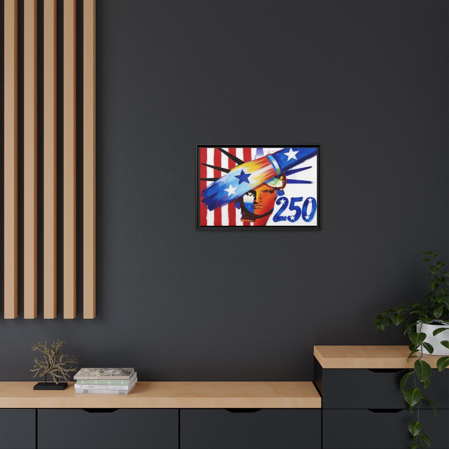 250 Years of Liberty, USA Flag Abstract, Premium Framed Canvas Art