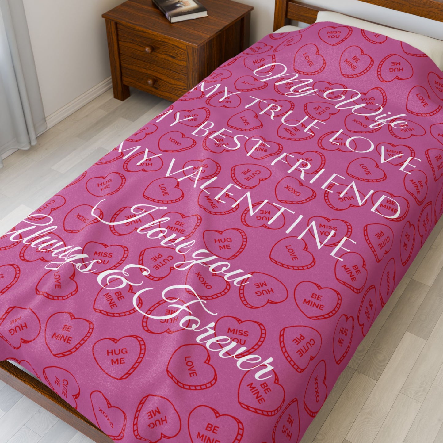 My Wife My Valentine Velveteen Plush Blanket