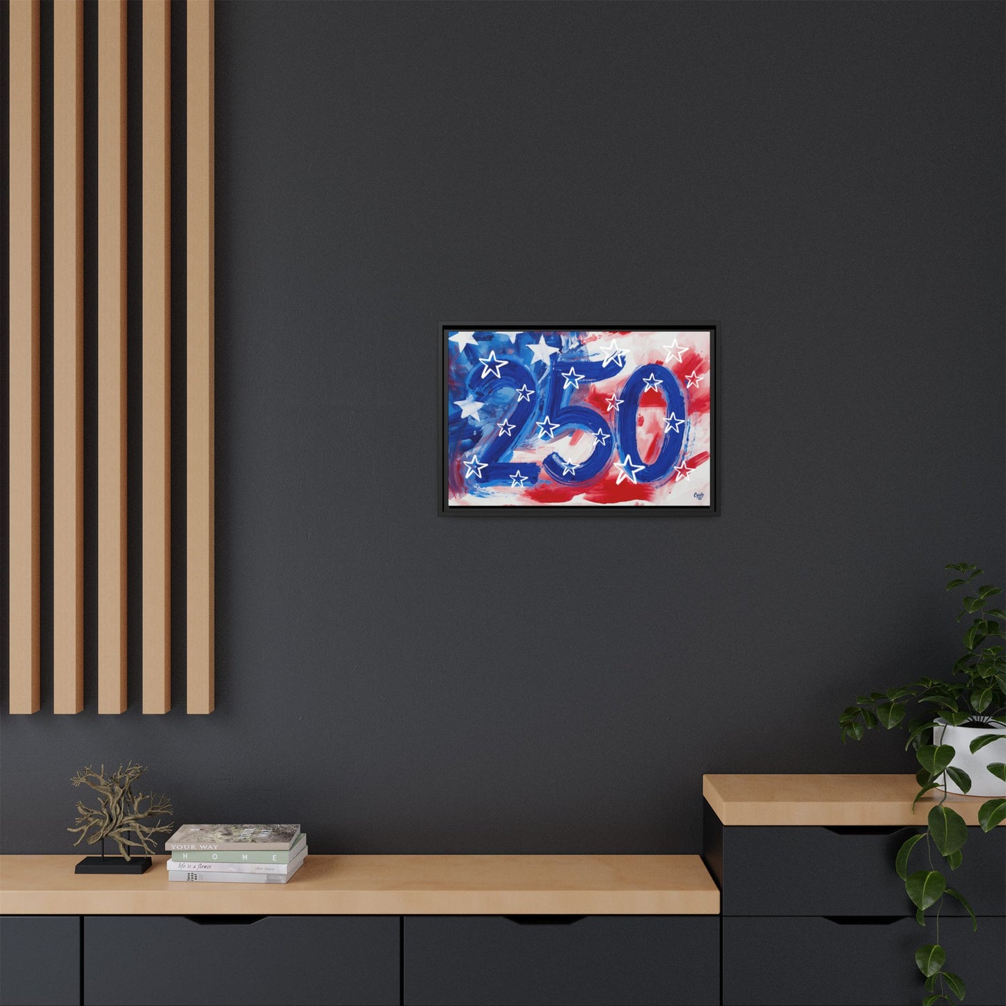 America 250 Years, American Flag Abstract, Premium Framed Canvas Art, Original Artwork by Cyndy Schatz