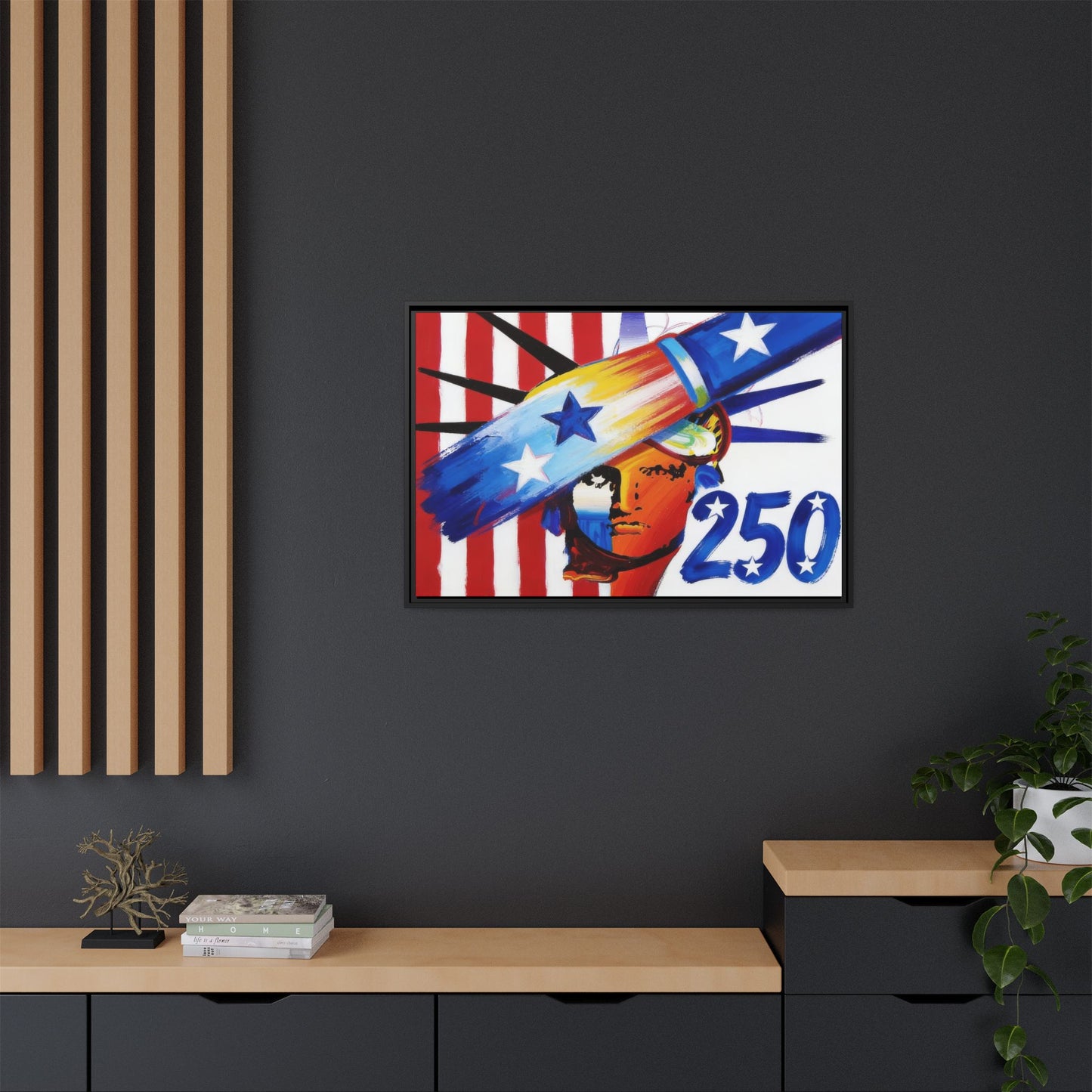 250 Years of Liberty, USA Flag Abstract, Premium Framed Canvas Art