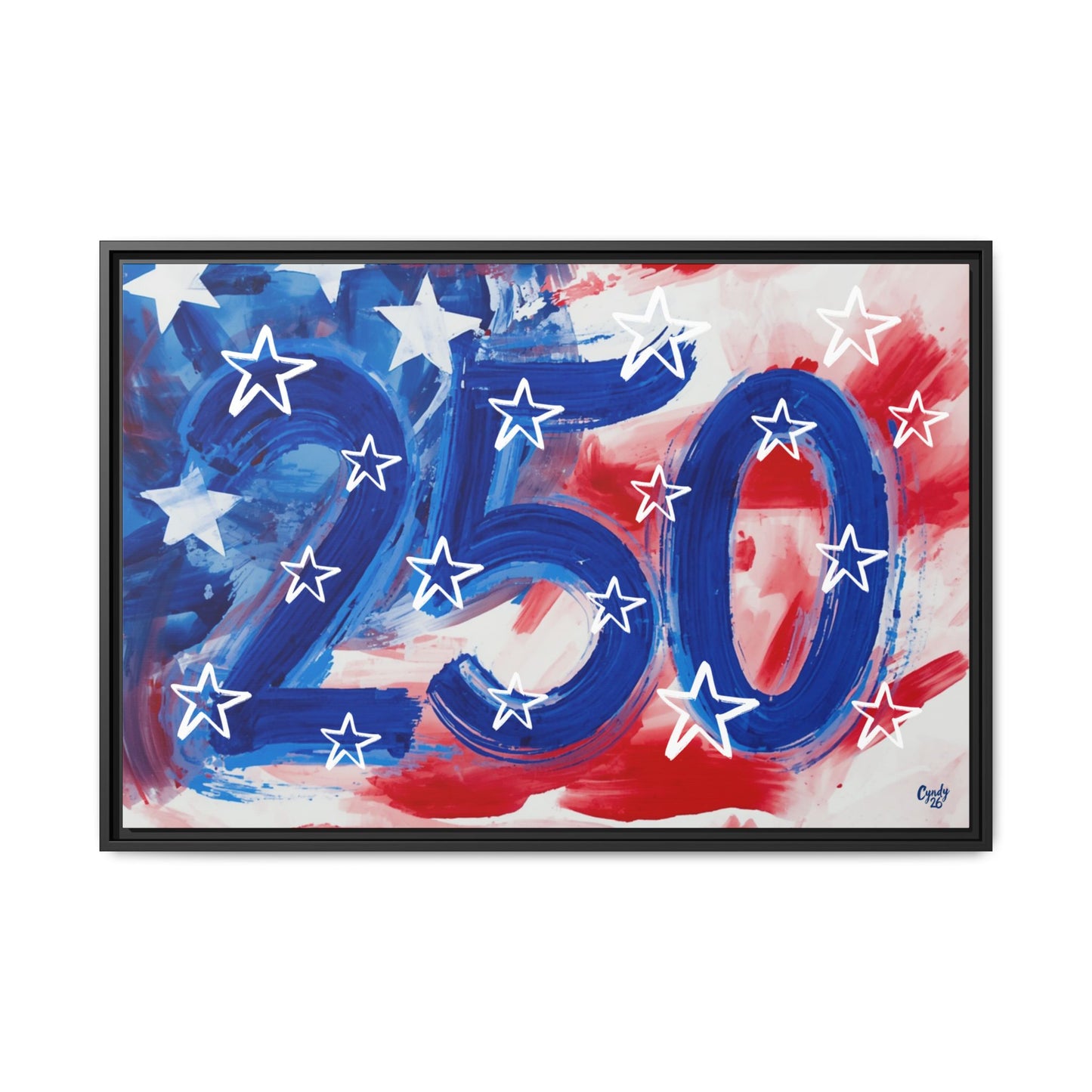America 250 Years, American Flag Abstract, Premium Framed Canvas Art, Original Artwork by Cyndy Schatz