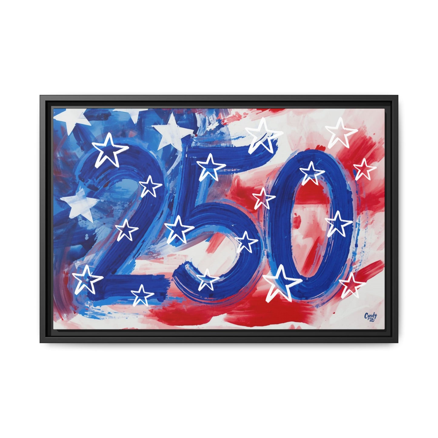 America 250 Years, American Flag Abstract, Premium Framed Canvas Art, Original Artwork by Cyndy Schatz