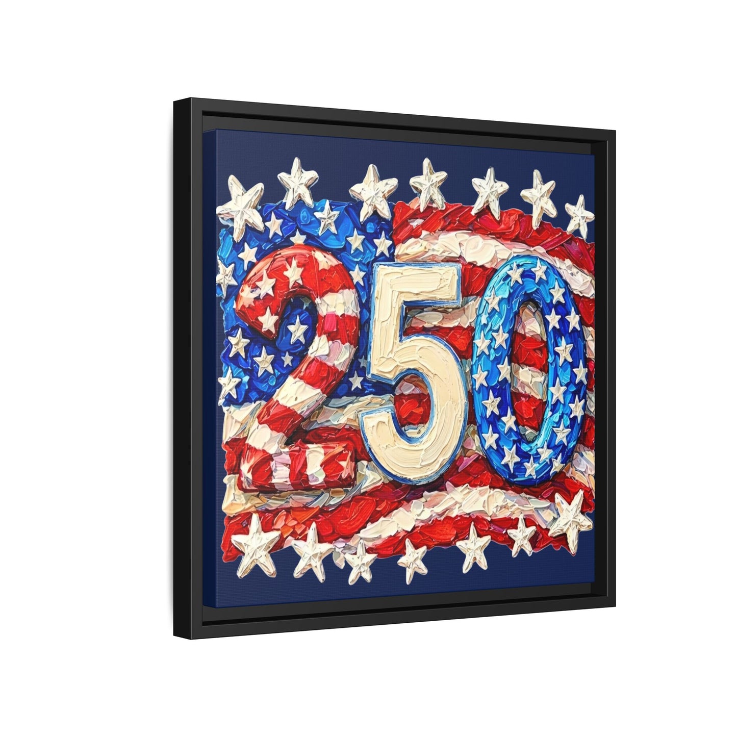 America 250 Years Commemorative Design Stars & Stripes US Flag Framed Canvas Wall Art