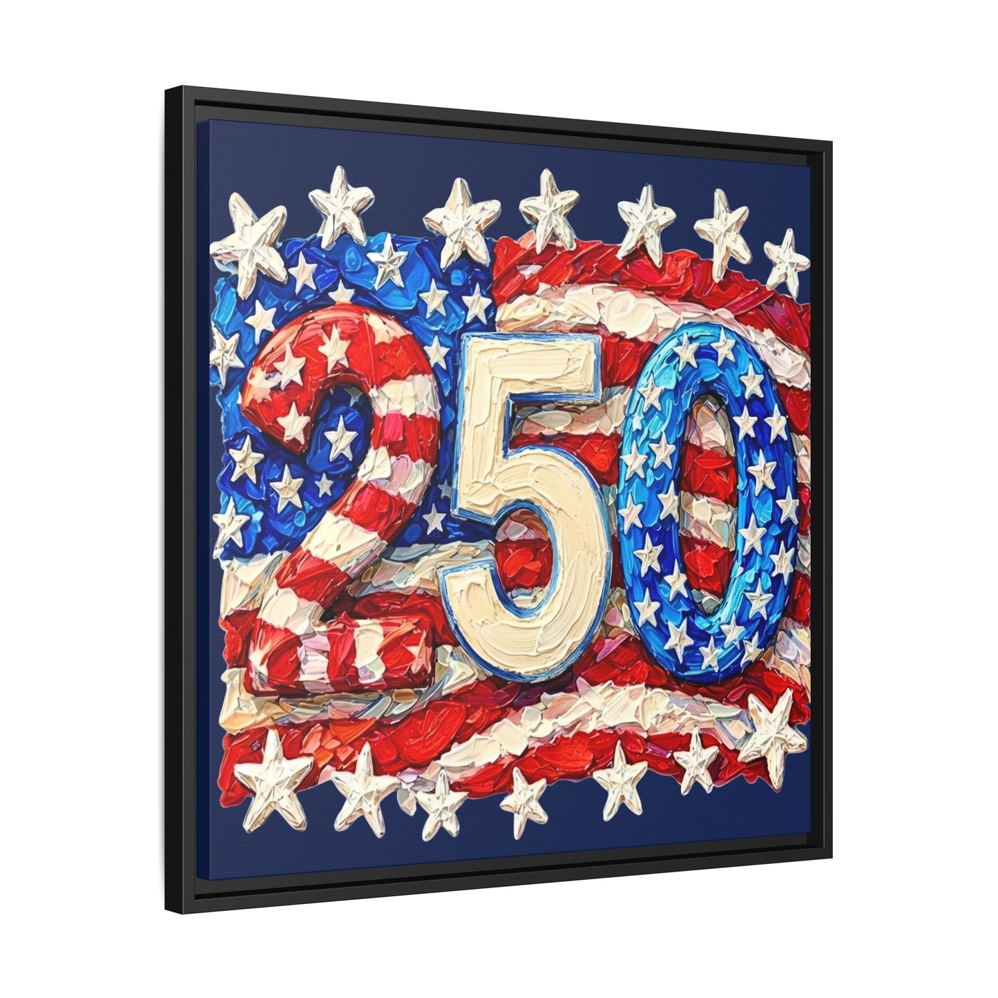 America 250 Years Commemorative Design Stars & Stripes US Flag Framed Canvas Wall Art