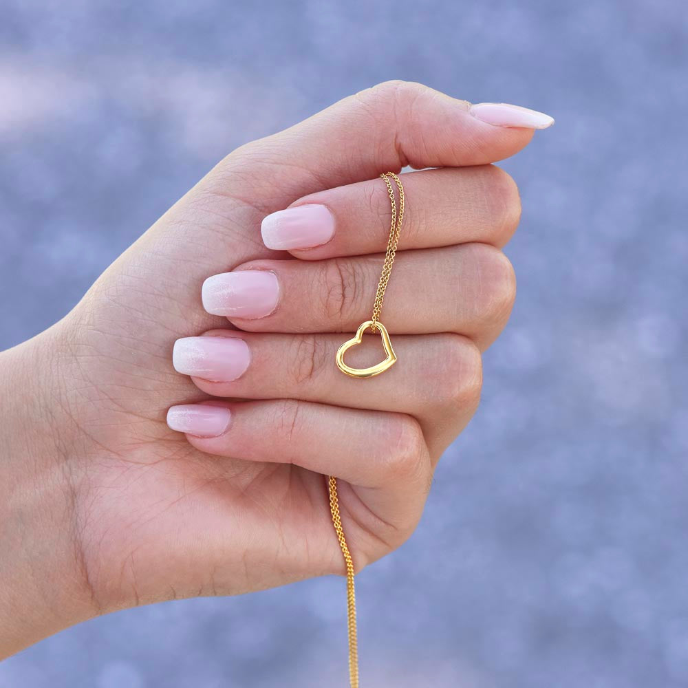 Dainty & Delicate Open Heart Pendant Necklace .925 Sterling Silver dipped in 18K Yellow Gold