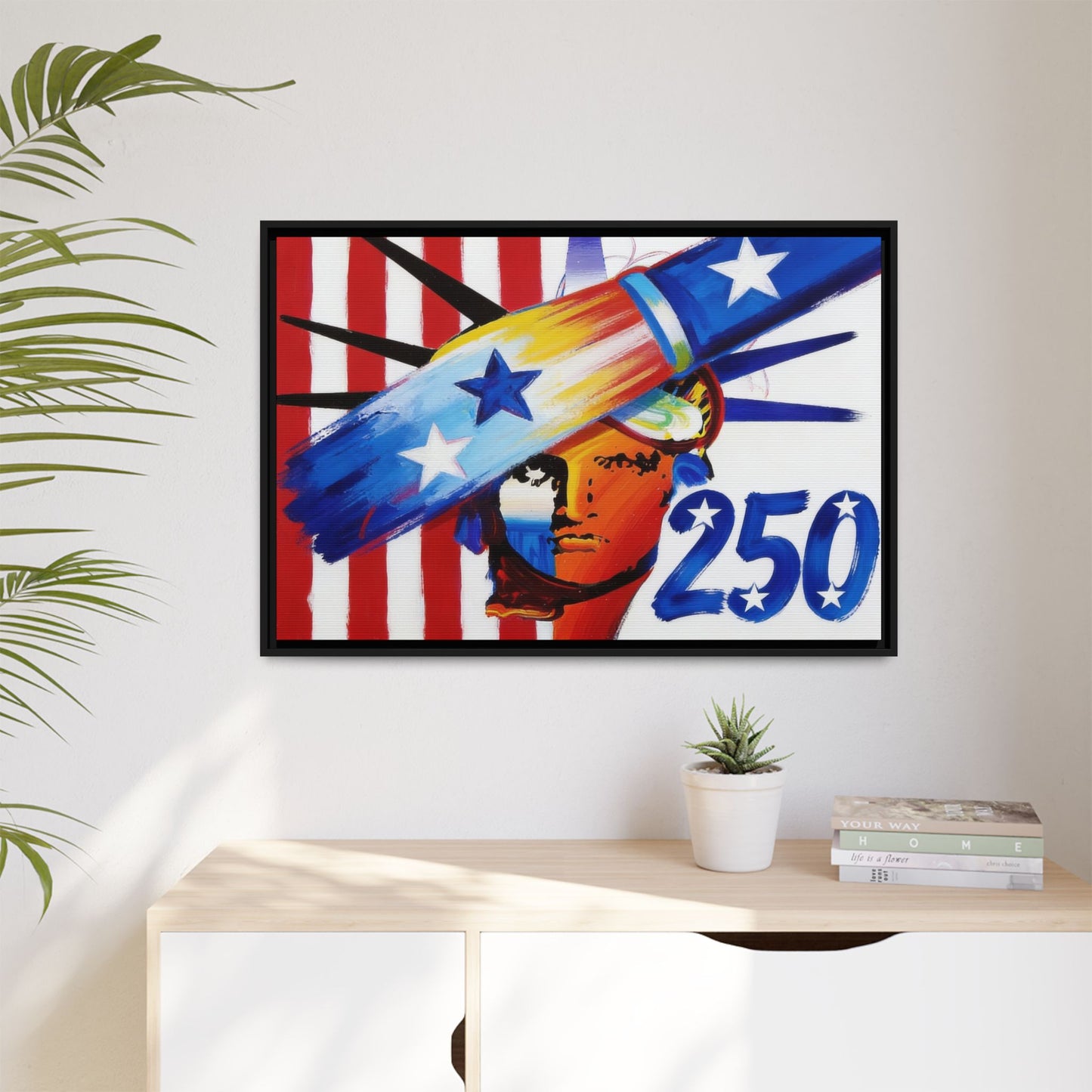 250 Years of Liberty, USA Flag Abstract, Premium Framed Canvas Art