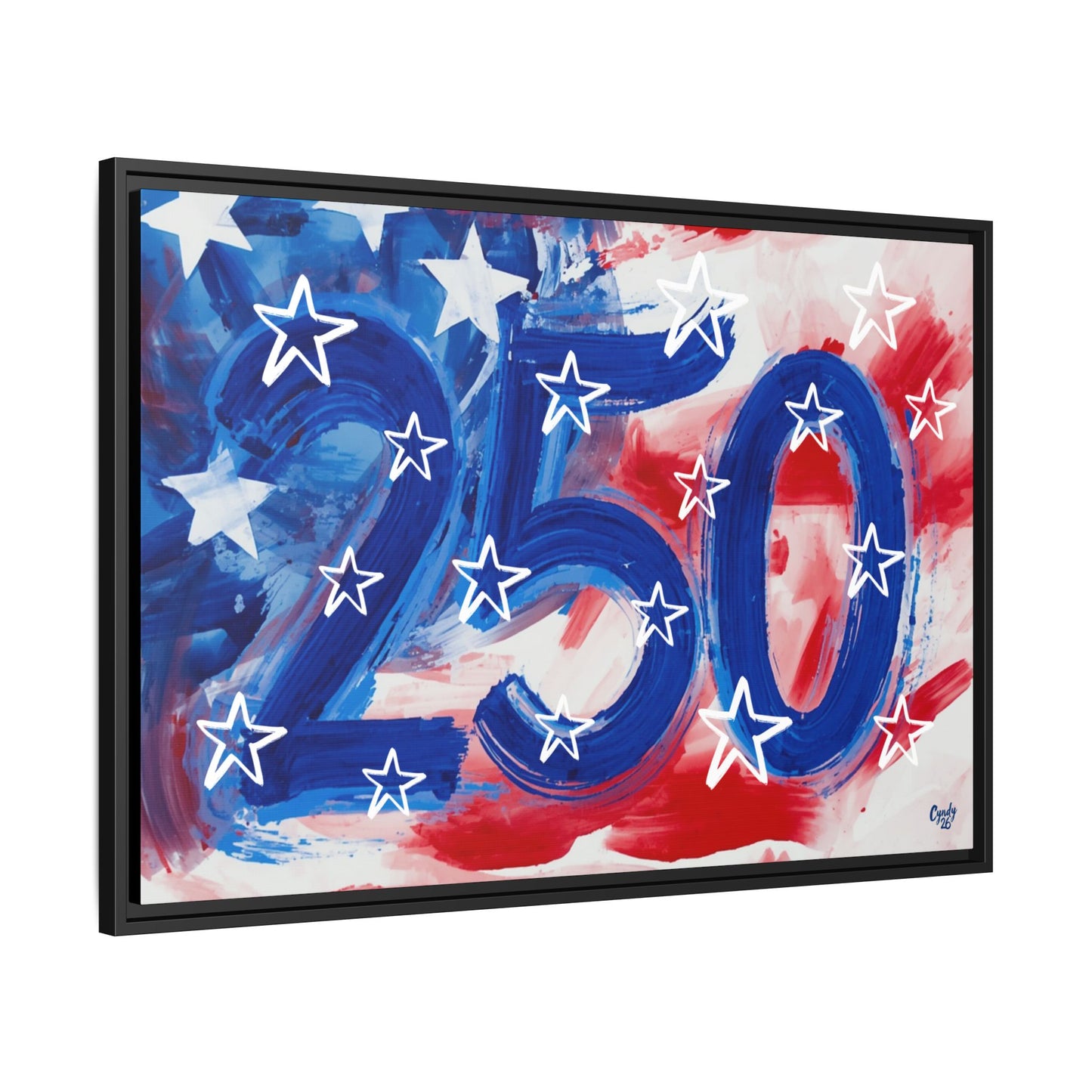 America 250 Years, American Flag Abstract, Premium Framed Canvas Art, Original Artwork by Cyndy Schatz