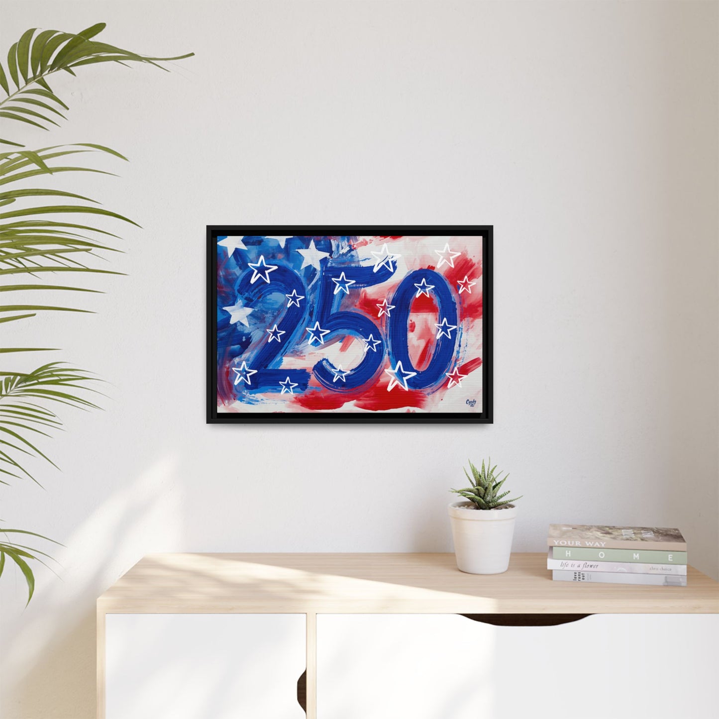 America 250 Years, American Flag Abstract, Premium Framed Canvas Art, Original Artwork by Cyndy Schatz
