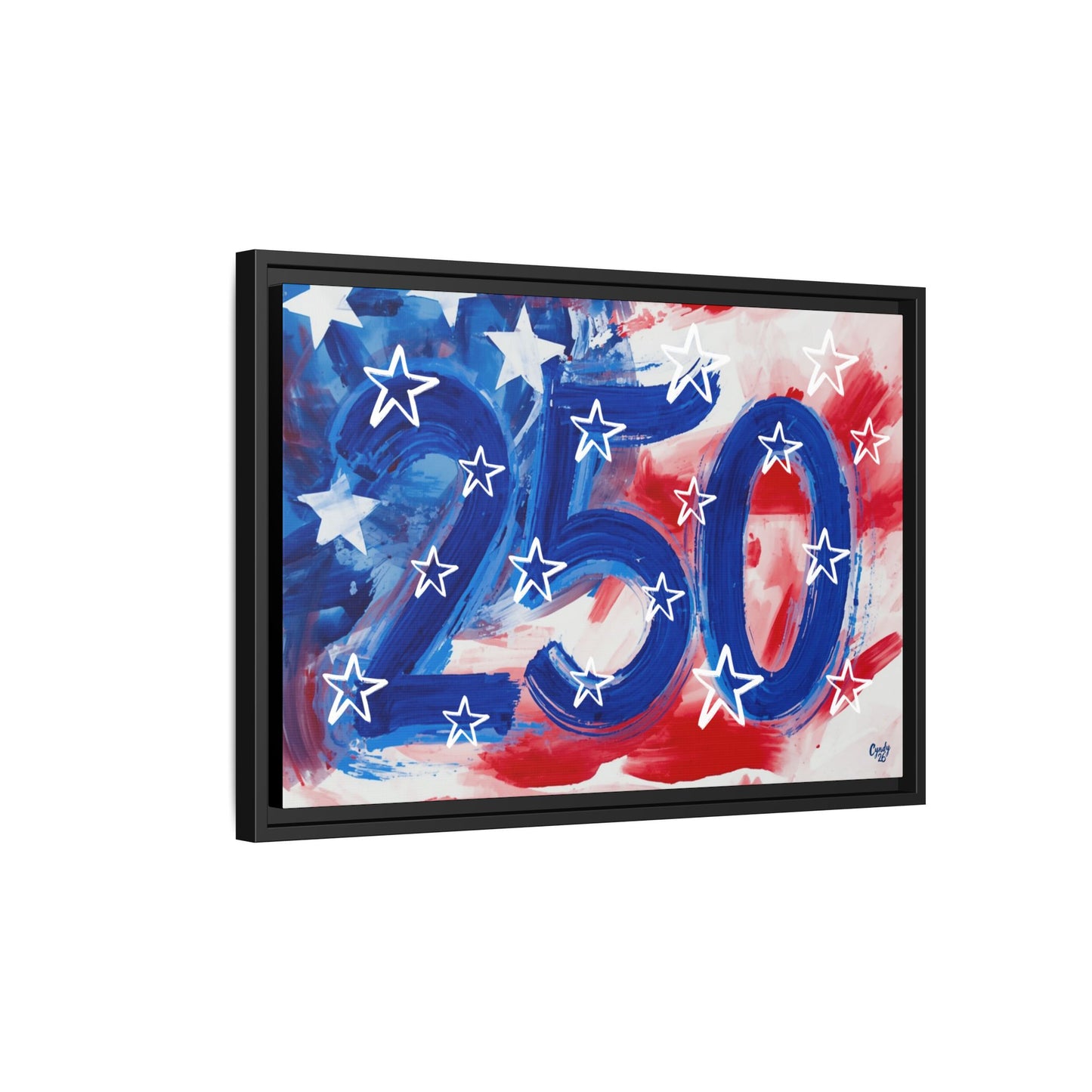 America 250 Years, American Flag Abstract, Premium Framed Canvas Art, Original Artwork by Cyndy Schatz