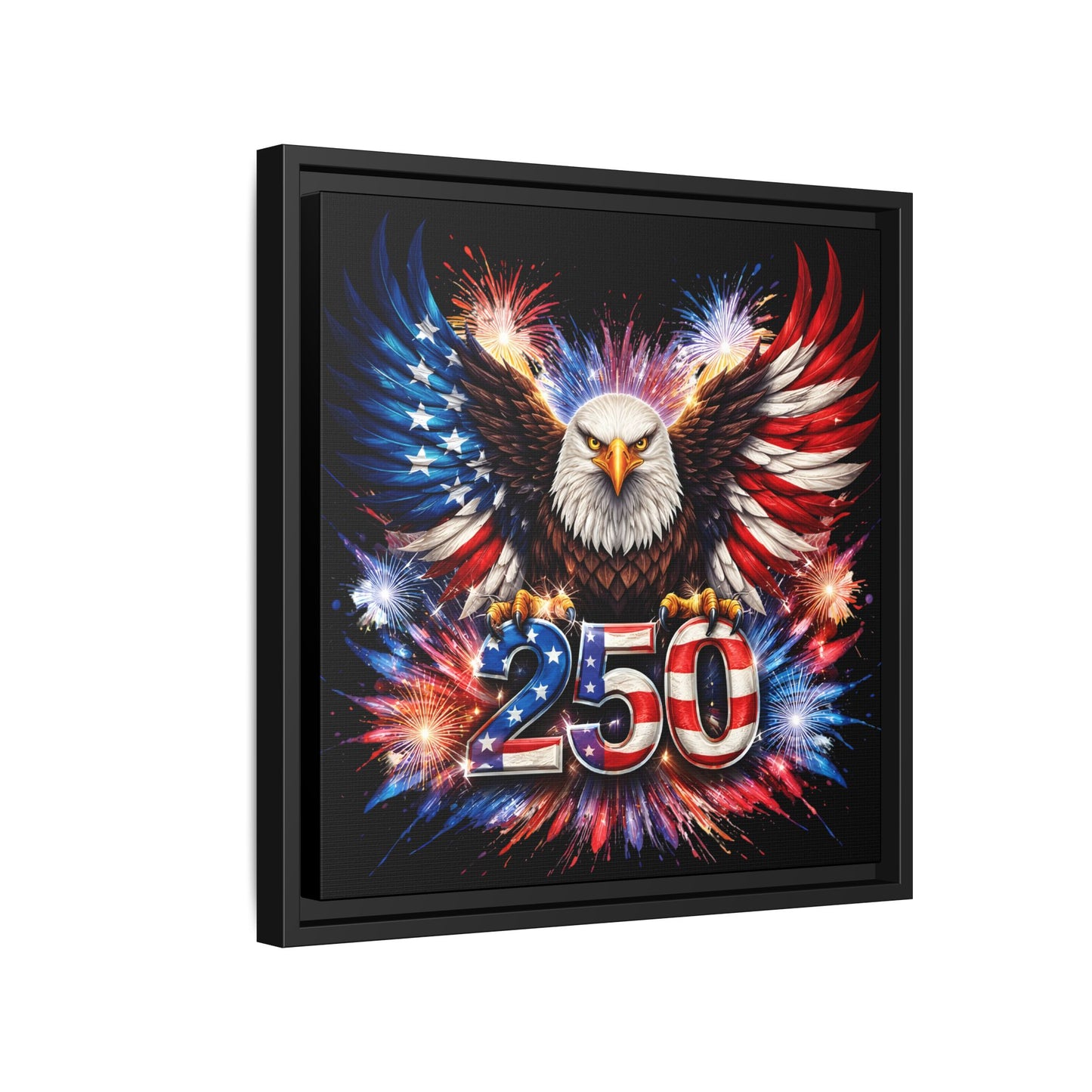 America 250 Years Commemorative Design Patriotic US Flag Eagle Framed Canvas Wall Art