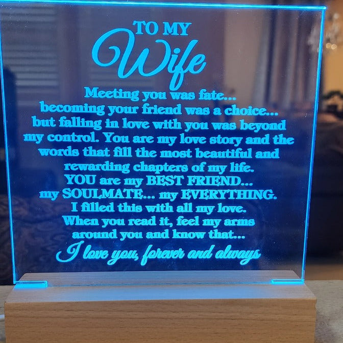 To My Wife "Meeting you was fate..." Acrylic Plaque with Lighted Base [Best Seller]