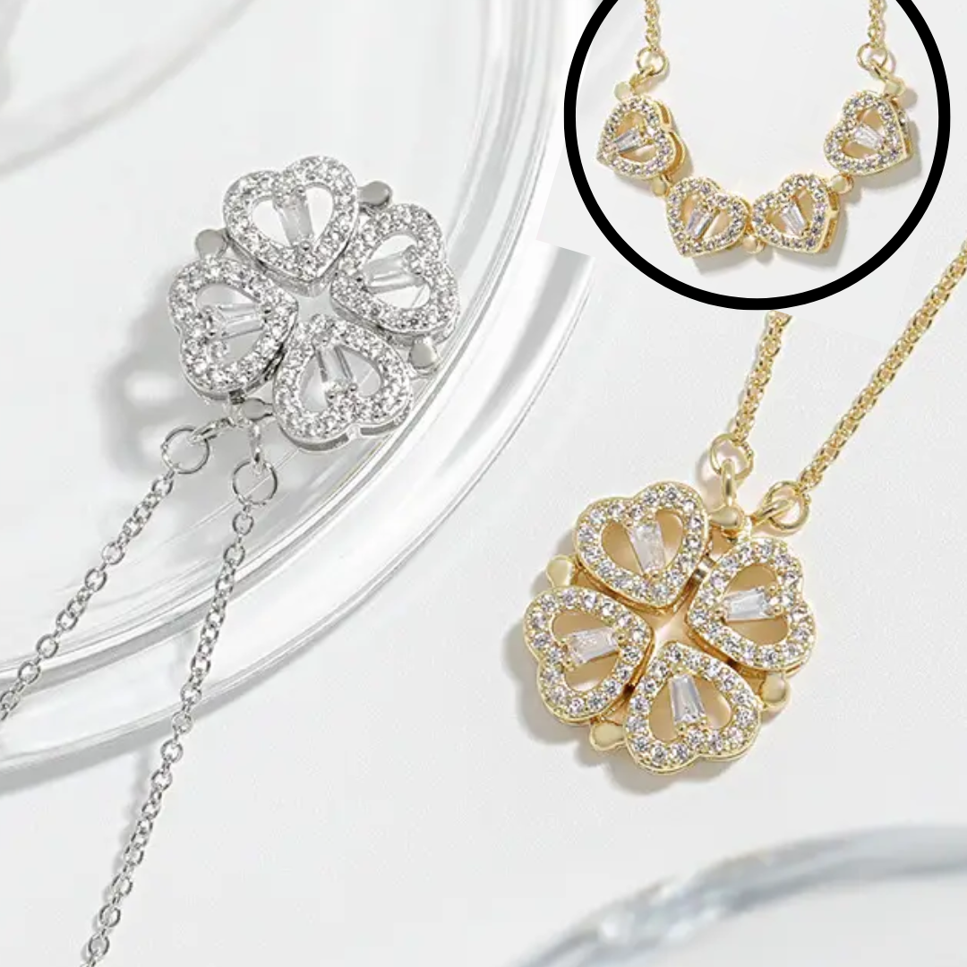 To My Wife "I Love You Because..." 4 Heart Zirconia Clover Necklace (Ships Tomorrow From Texas)
