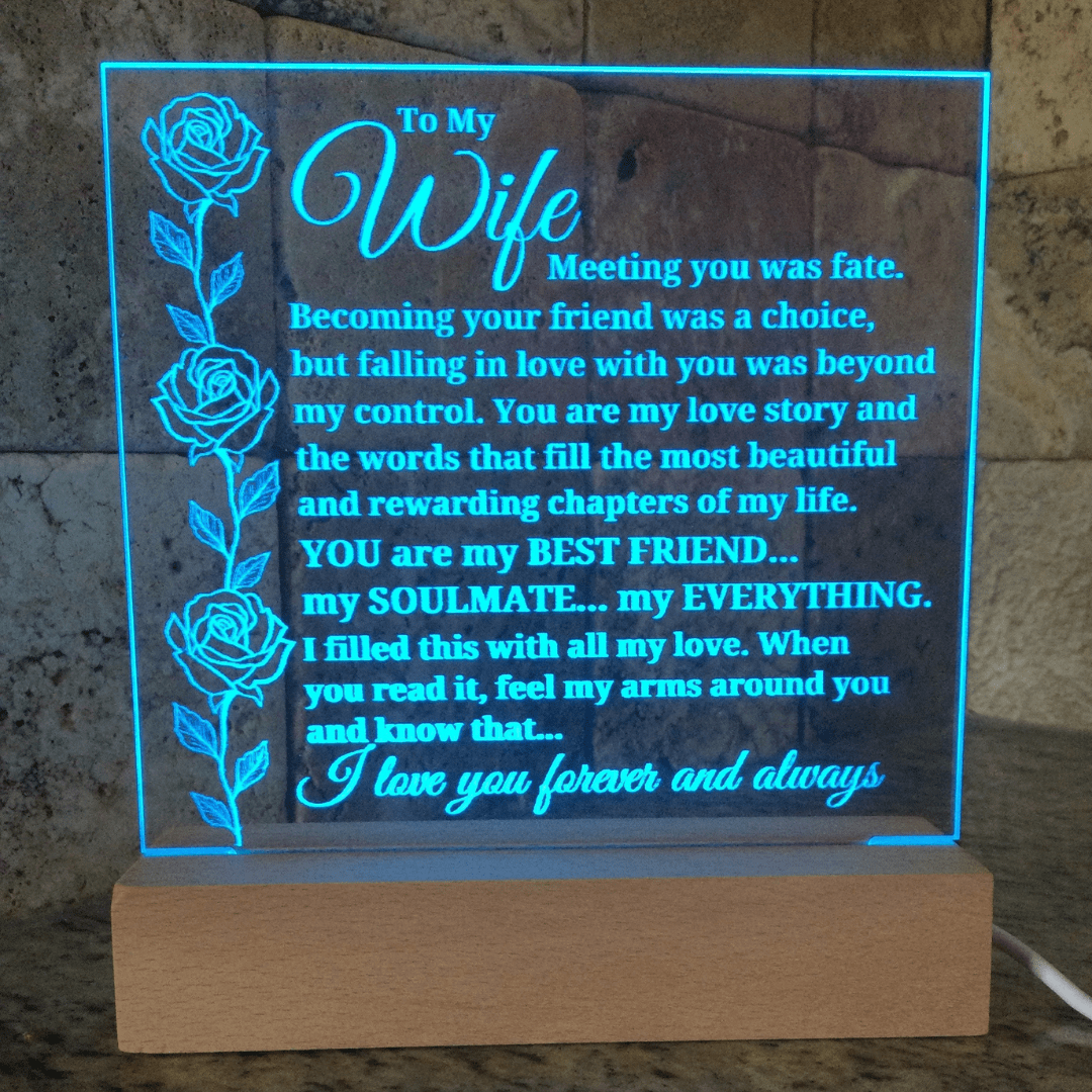To My Wife "Meeting you was fate..." Acrylic Plaque With Lighted Base [BEST SELLER]