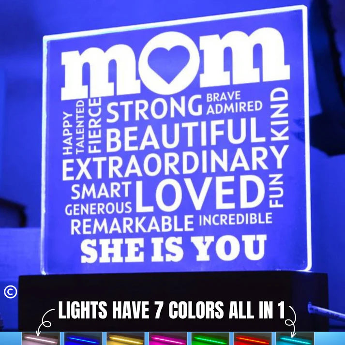 [Best Seller] MOM "She Is You" Acrylic Plaque With Lighted Base, Uniquely Perfect Gift for Mom