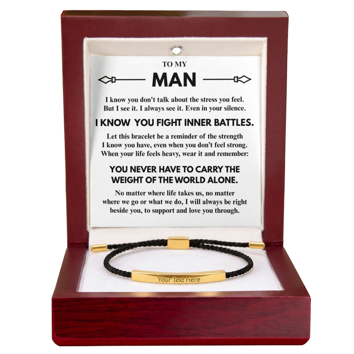 To My Man "I know you..." Personalized Metal Bar Nylon Adjustable Bracelet With Free Engraving