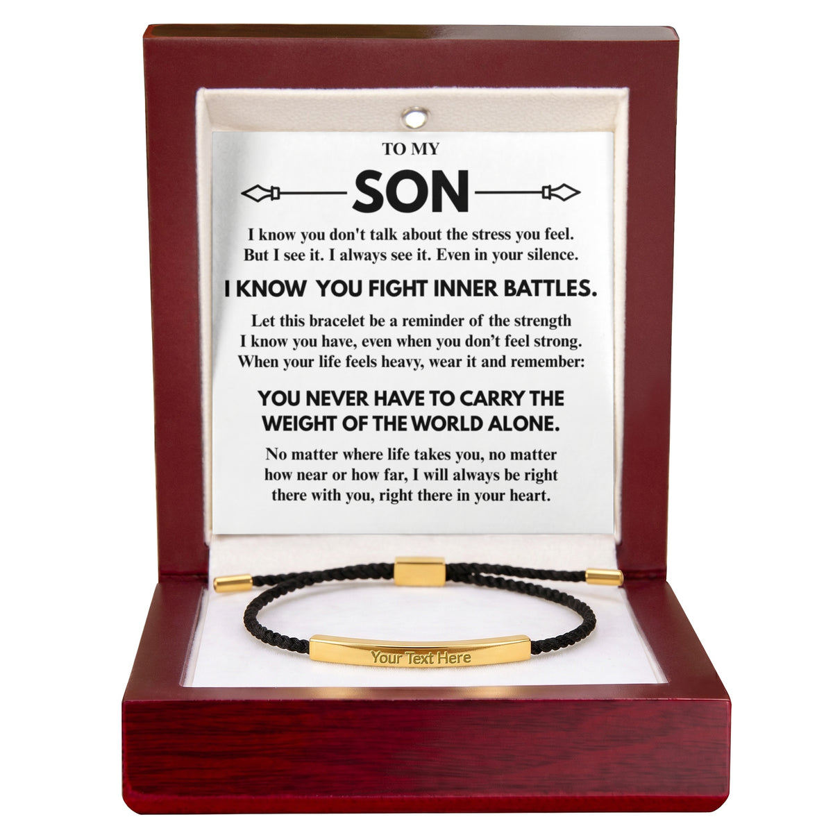 To My Son "I know you..." Personalized Metal Bar Nylon Adjustable Bracelet With Free Engraving