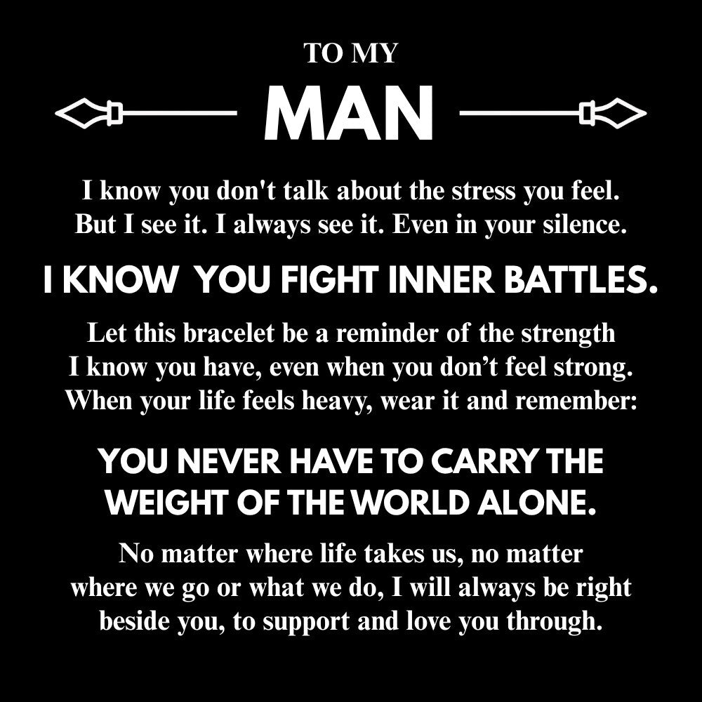 To My Man "I know...I see..." Personalized Metal Bar Nylon Adjustable Bracelet With Free Engraving