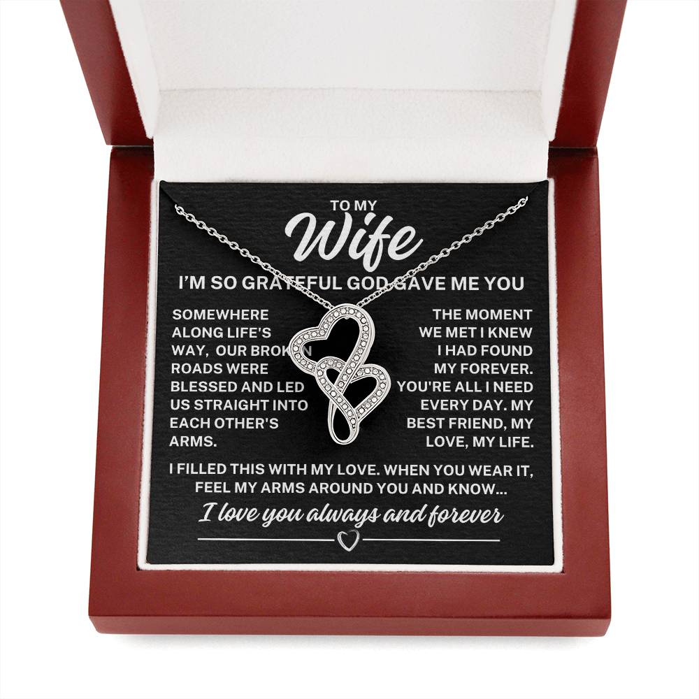 To My Wife "I'm so grateful..." Heart to Heart Pendant Necklace, view 4