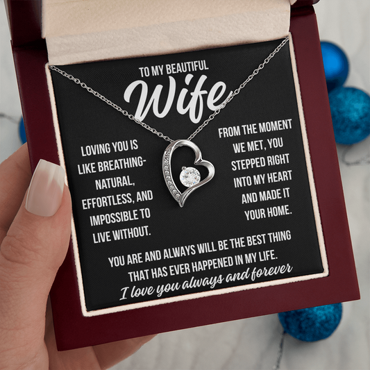 To My Wife "Loving you..." Forever Love Necklace With Lighted Luxury Box