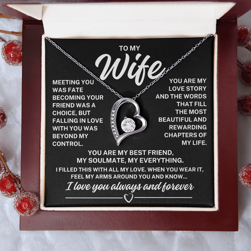 To My Wife "Meeting you..." Forever Love Necklace With Lighted Luxury Box