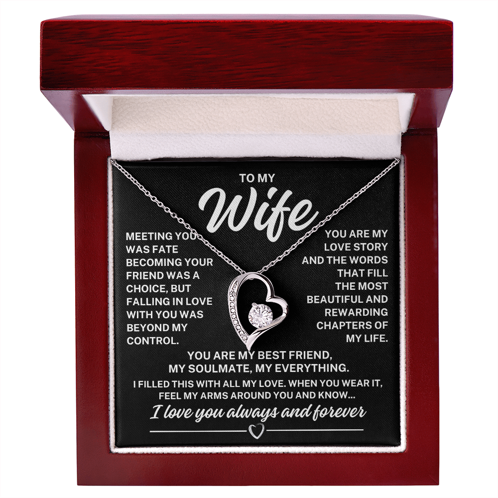 To My Wife "Meeting you..." Forever Love Necklace With Lighted Luxury Box