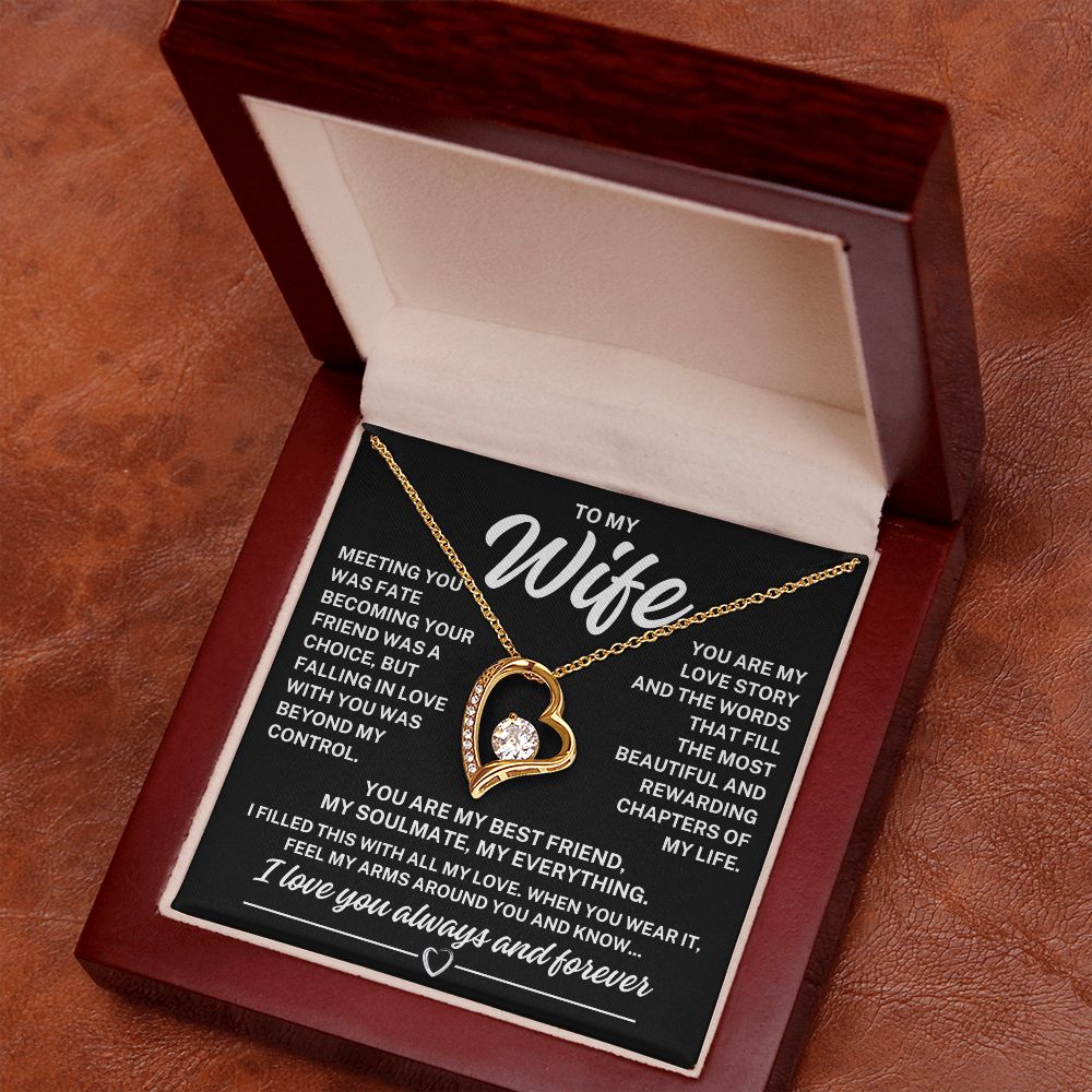 To My Wife "Meeting you..." Forever Love Necklace With Lighted Luxury Box