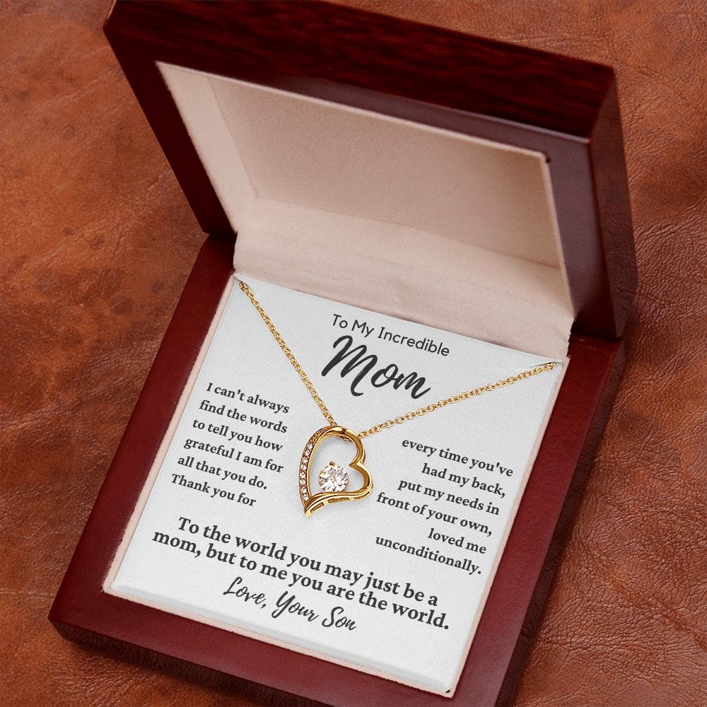 To Mom From Son "I can't always find the words..." Heart Necklace