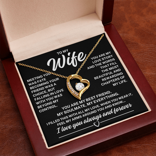 To My Wife "Meeting you..." Forever Love Necklace With Lighted Luxury Box