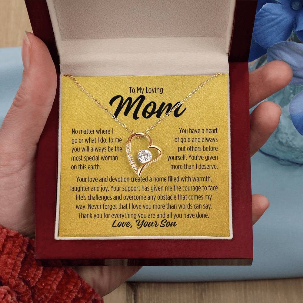 To My Loving Mom From Son "No matter.." Forever Love Necklace